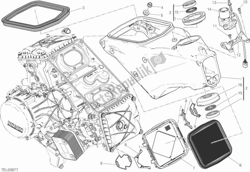 Alle onderdelen voor de Kader van de Ducati Superbike 1299S ABS USA 2017